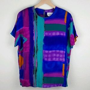 AKF New York Vintage Top 90s Multi color Shoulder